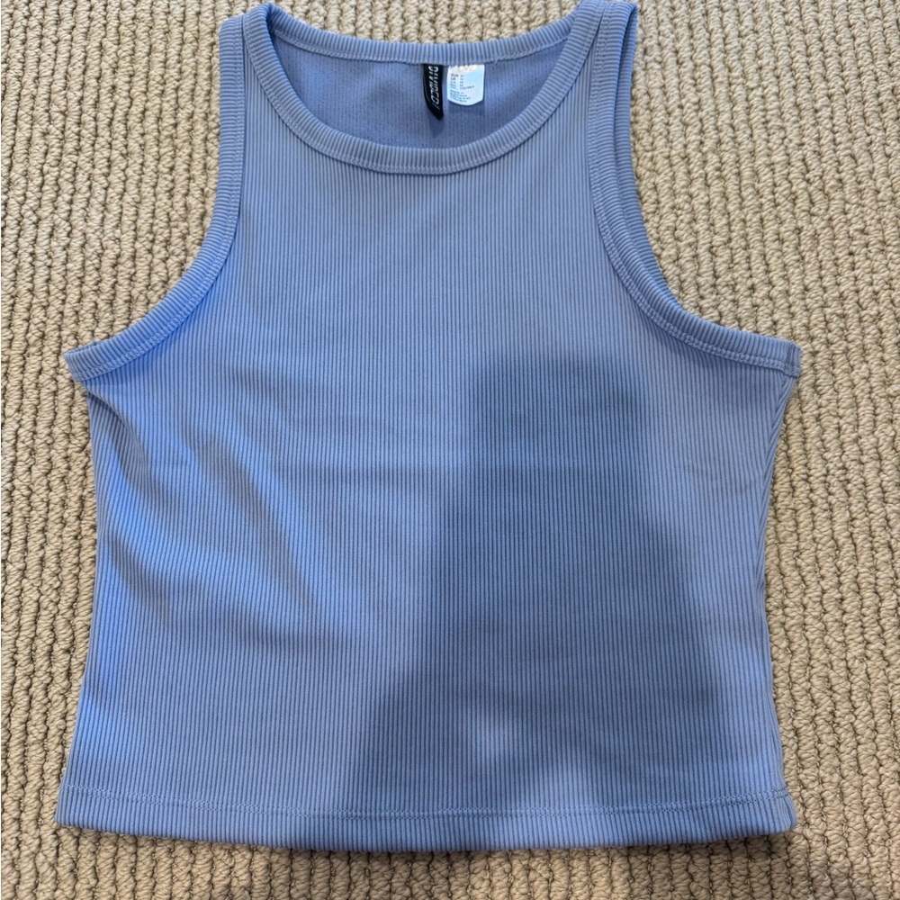 H&M Ribbed Halter Tank Top- Cornflower Blue